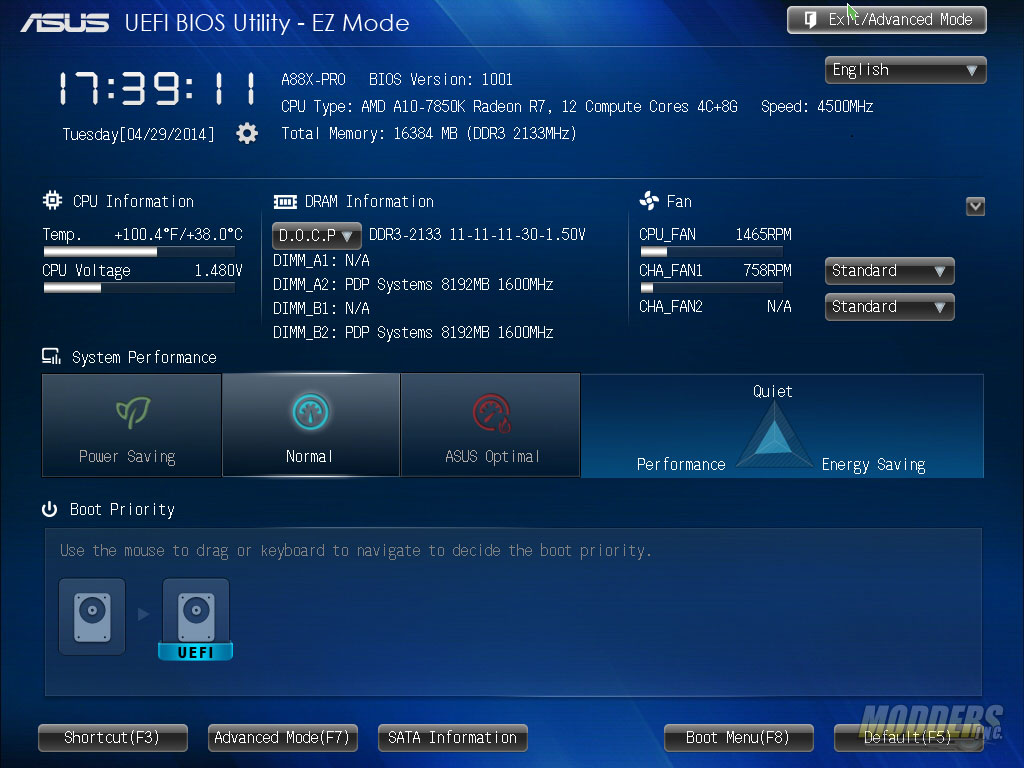 UEFI - EZ Mode Screen