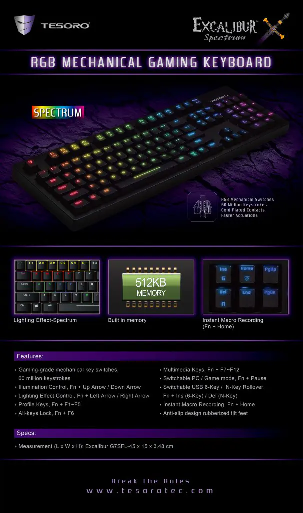 Tesoro Announces the Excalibur Spectrum Mechanical Keyboard: Key-by-Key Customizable Backlighting in North America 2 excalibur2