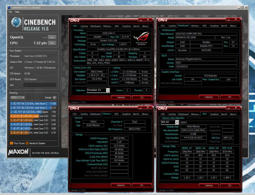 BIOS Update Enables Non-K Skylake CPU Overclocking 2 Elmor's 5.8GHz i3-6300 CPU OC. Source: http://hwbot.org/submission/3058679_elmor_cinebench___r11.5_core_i3_6300_7.22_points/