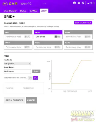 CAM Grid plus tab fan modes