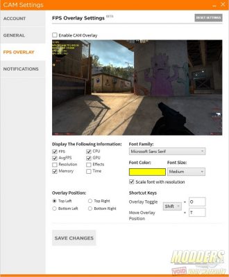 CAM Settings FPS Overlay