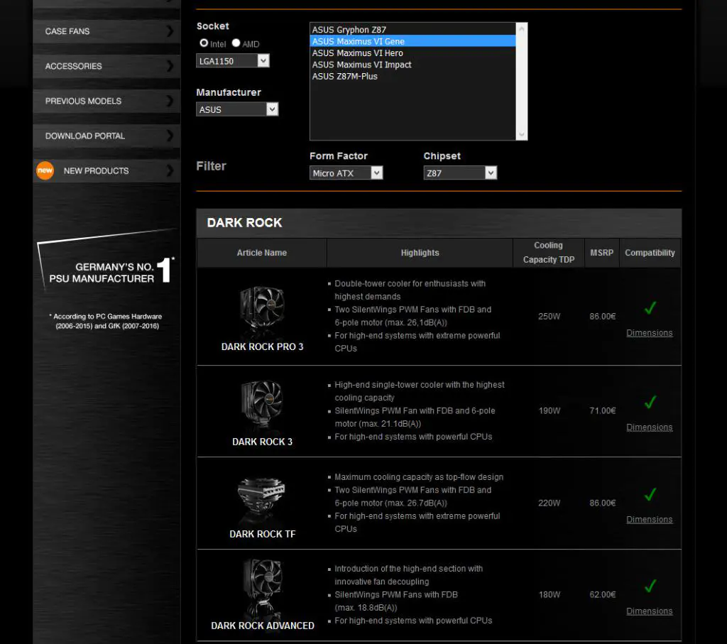 be quiet! adds motherboard compatibility checker on website 2 bequiet