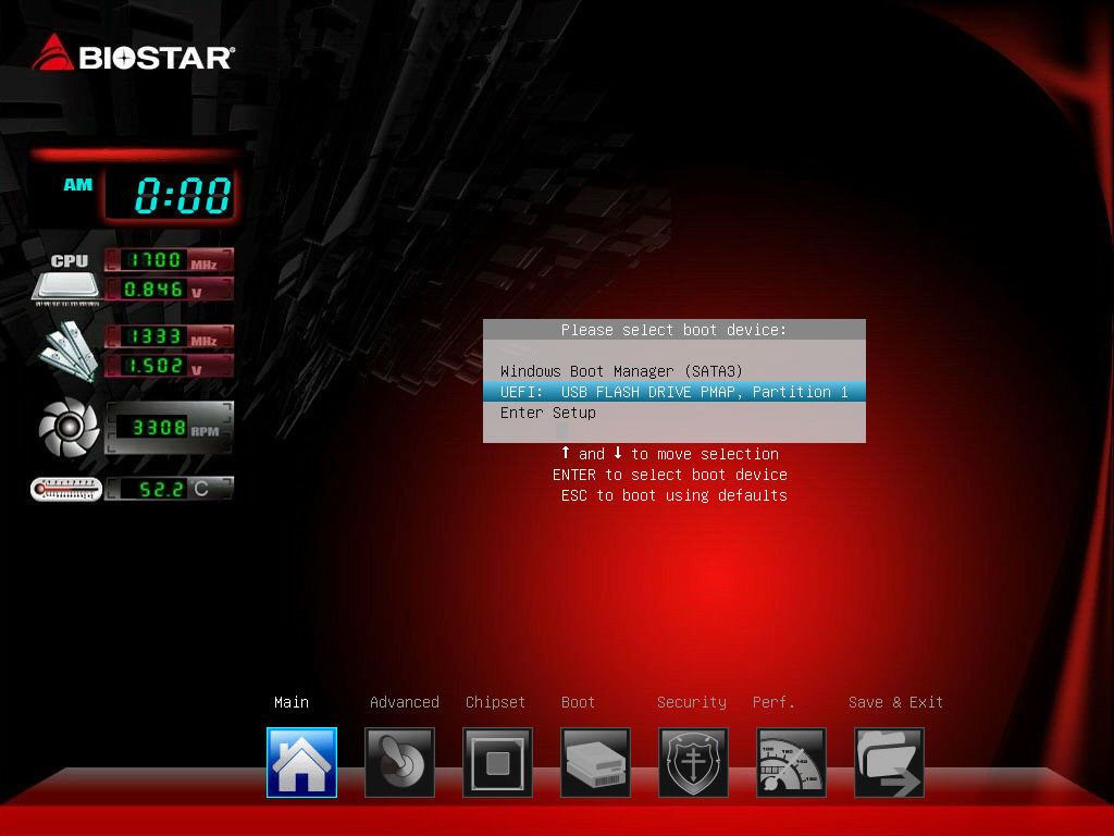 BIOSTAR BIOS Screen