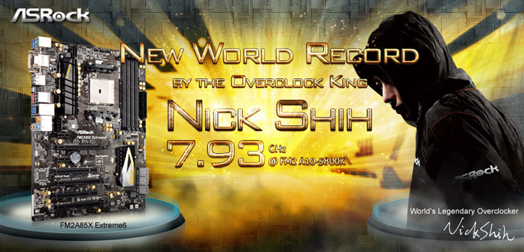 Nick Shih hits 7.93GHz With AMD A10-5800K Overclocked To 7.93GHz