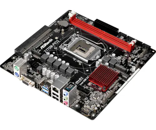 New ASRock Z170M-PIO2 Motherboard Has Angled PCI-E x16 Slot ASRock, b150m-pio, compact, micro-DTX, Motherboard, PIO, z170m-pio2 1