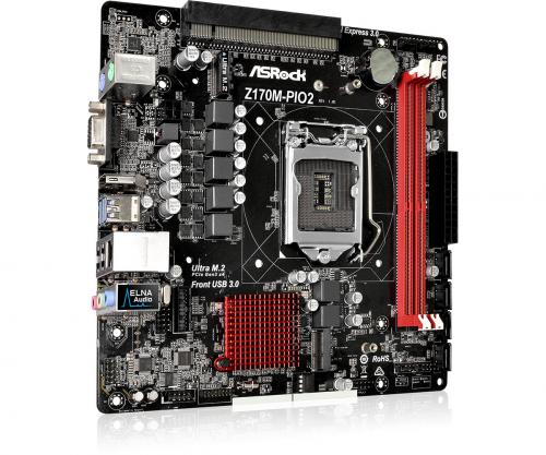 New ASRock Z170M-PIO2 Motherboard Has Angled PCI-E x16 Slot ASRock, b150m-pio, compact, micro-DTX, Motherboard, PIO, z170m-pio2 2
