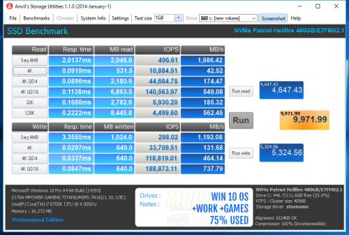 Win10 OS+Work+Games 75% full - 100% Incompressible