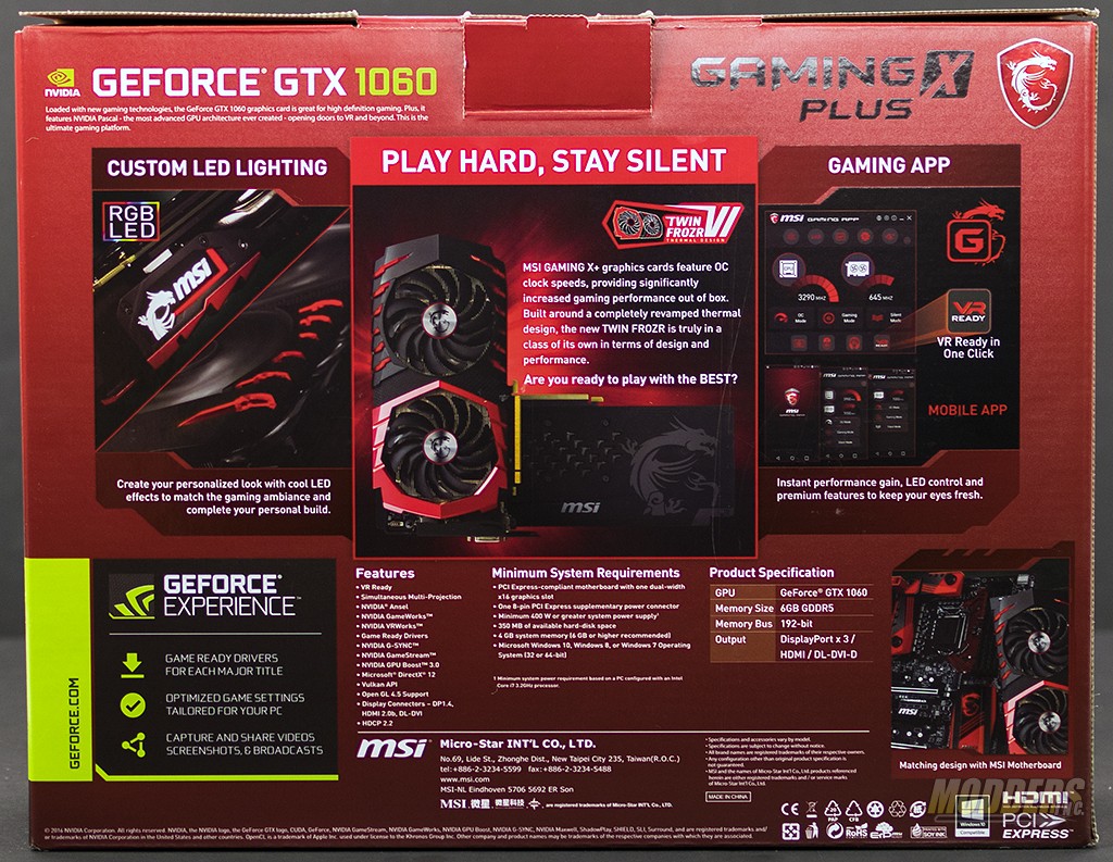 MSI GeForce GTX 1060 GAMING X PLUS Review - Modders Inc