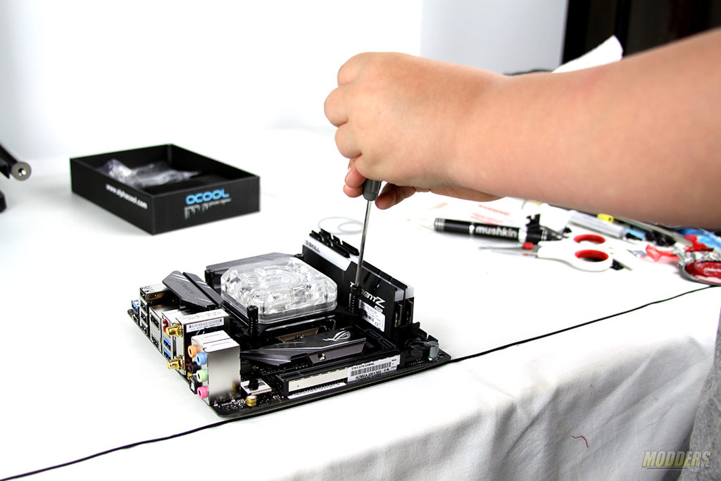 Water Cooling Your PC: Making of an Eye Candy Part 2: CPU Water Block Installation Alpha Cool, ASUS ROG, ATi, AURA, custom loop, G.Skill, i7-7700k, R290, Samsung 960, Thermaltake Core P1, watercooling, XPX Eisblock 5