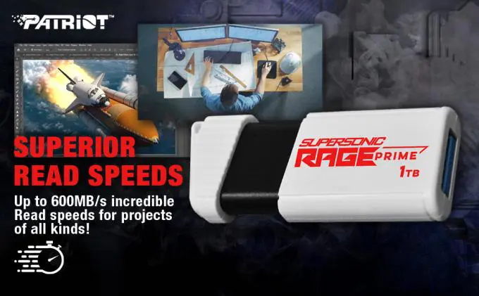 Patriot launches the SUPERSONIC RAGE PRIME USB 3.2 Gen 2 Flash Drive