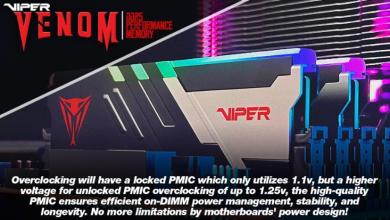 VIPER Gaming Launches New VIPER VENOM RGB and non-RGB DDR5 Performance Memory Kits DDR5, Memory, Patriot, Viper RGB, viper venom 87