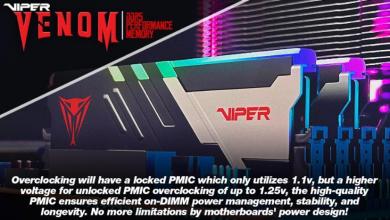 VIPER Gaming Launches New VIPER VENOM RGB and non-RGB DDR5 Performance Memory Kits DDR5, Memory, Patriot, Viper RGB, viper venom 13