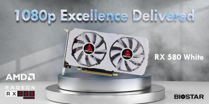 BIOSTAR New White RADEON RX 580 Graphics Card biostar 3