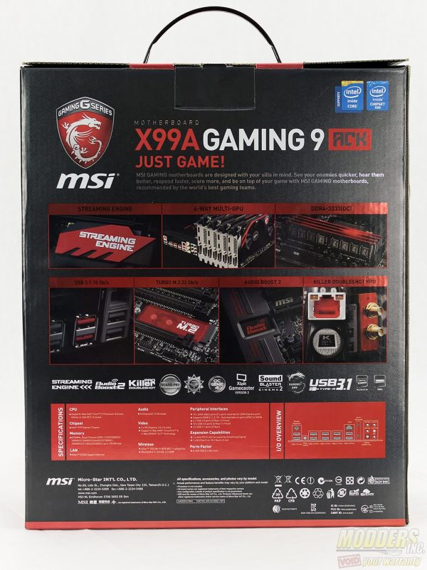 MSI X99A Gaming 9 ACK Motherboard Review | Modders Inc